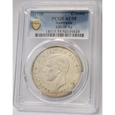 AUSTRALIA 1938 . CROWN . PCGS AU55